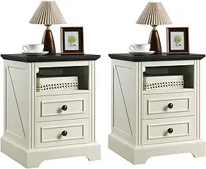 Nightstand Set of 2 with Charging Station
