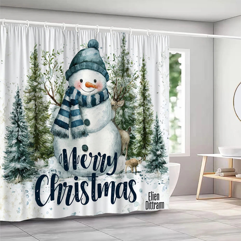 GAE1pc Merry Christmas Snowman Print Shower