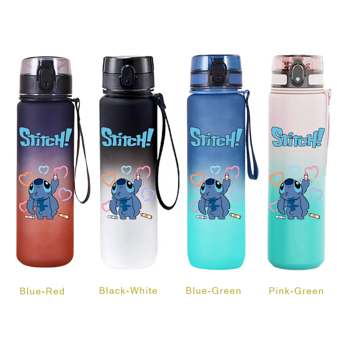 650ML Stitch Sports Flip Cover Water Bottle Leak Proof Colorful Plastic Cup