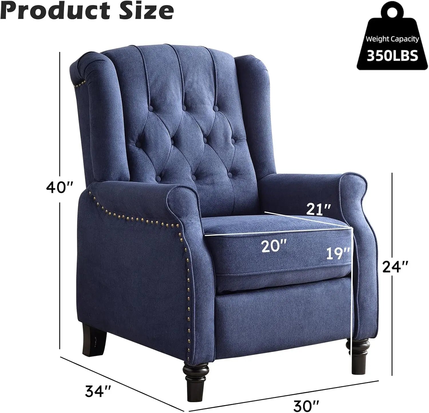 Push Back Recliner Chair Fabric Lounge