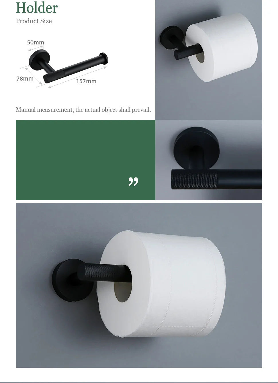 Black Bathroom Accessories Brass Knurled Kit Paper Holder Towel Rack Shelf Single Towel Holder Toilet Brush Holder Hook