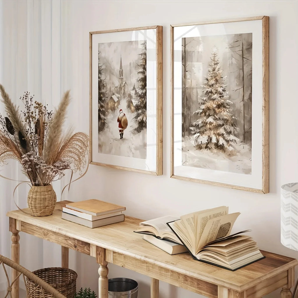 3pcs Vintage Christmas Print Posters,