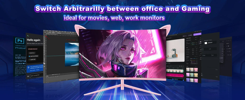 27inch Curved Pink Monitor QHD 165hz 1800R Gaming Display