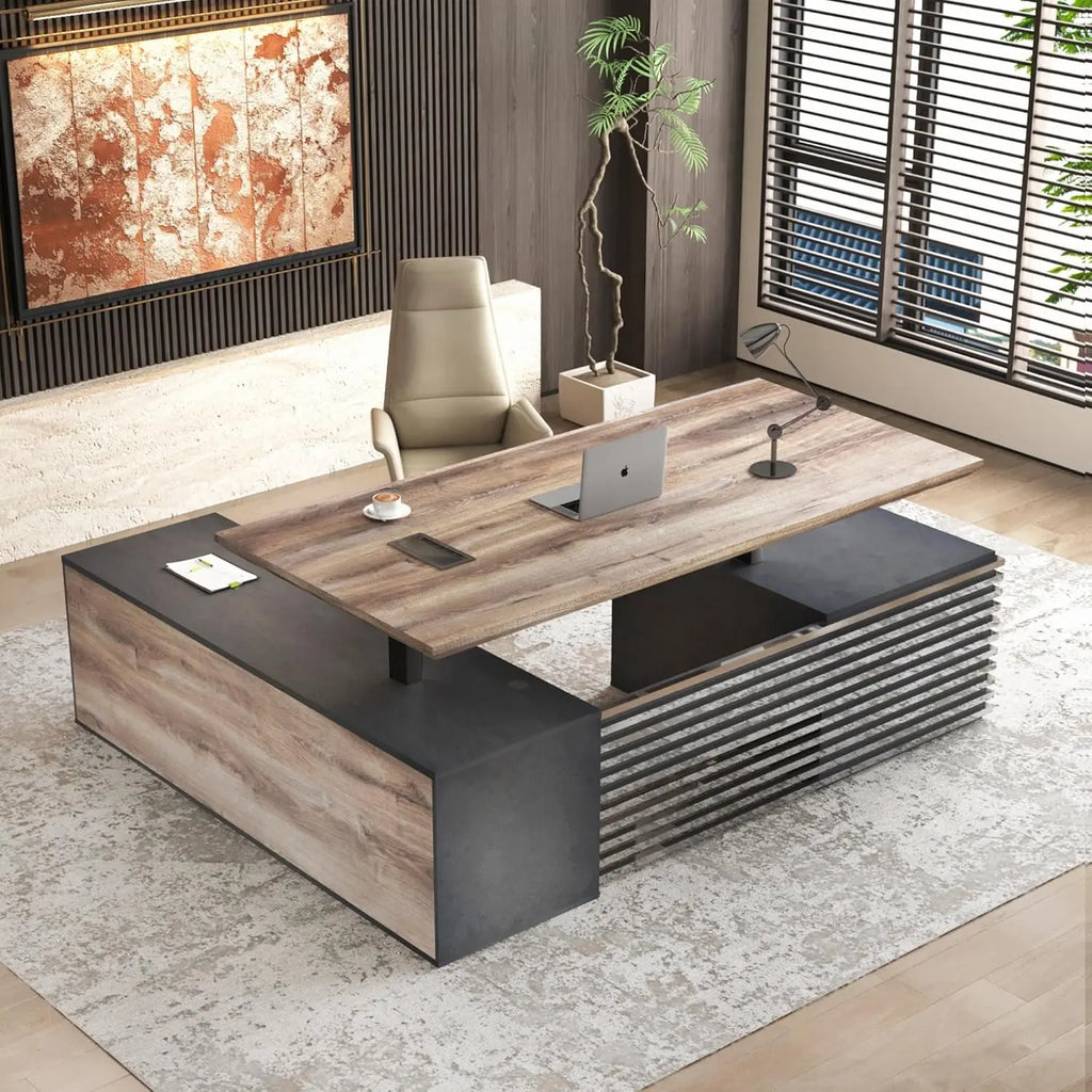 Adjustable Heigh L Shaped Executive Standing Desk w/Drawers