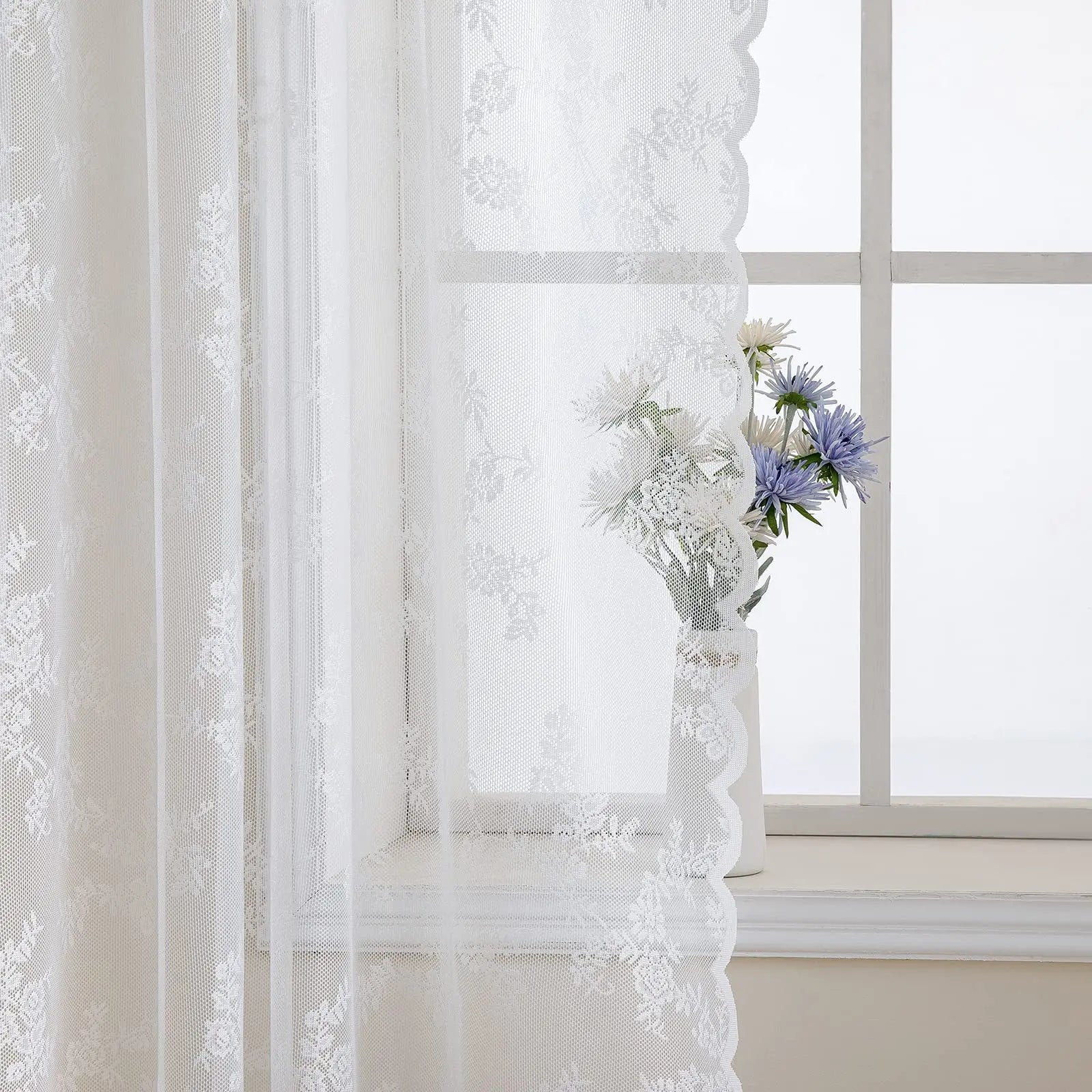 1pc vintage embroidered floral chiffon lace curtain