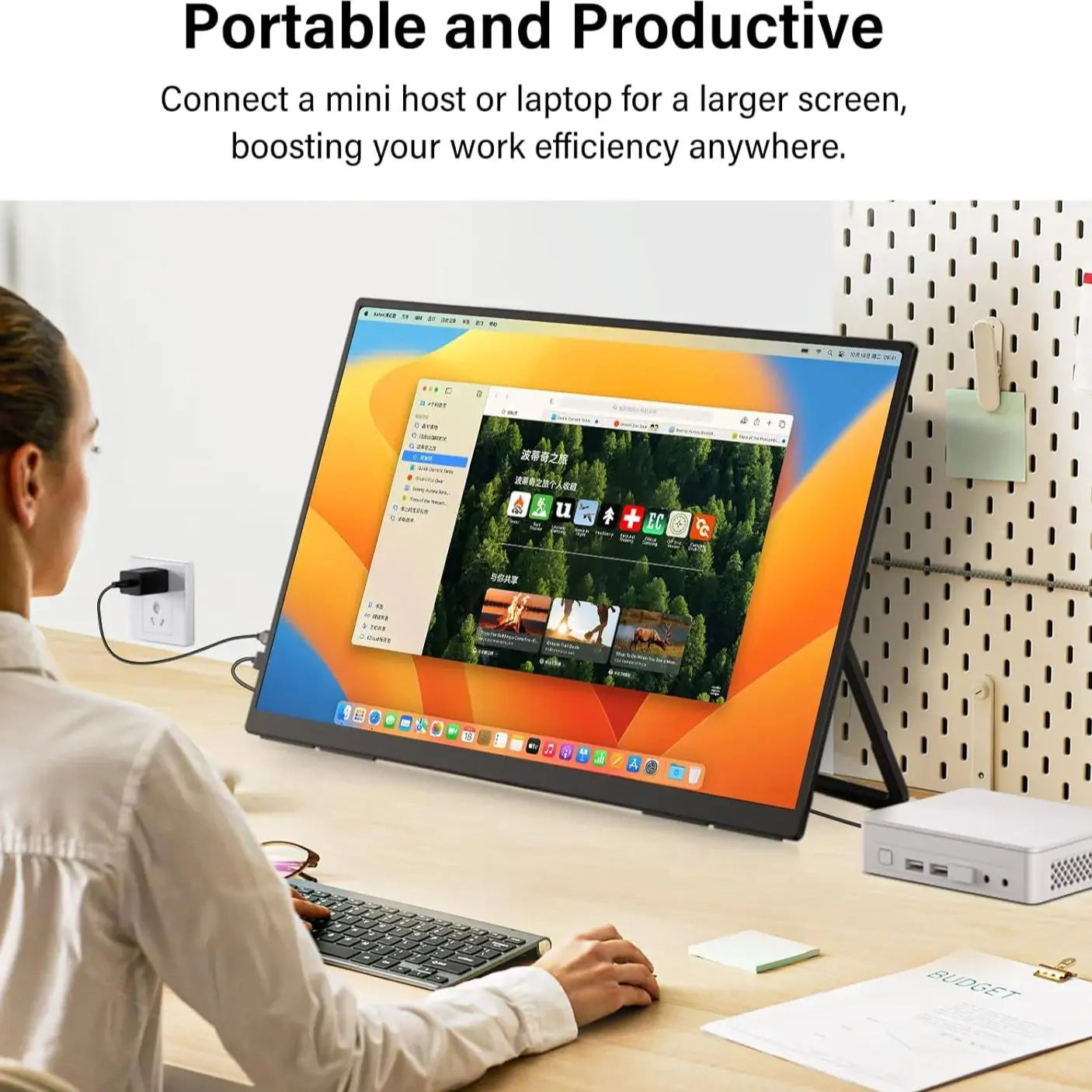 23.8" 100Hz Portable Monitor w/178° Adjustable Stand Type-C HDMI IPS Eye Care External Computer Display for Laptop pc