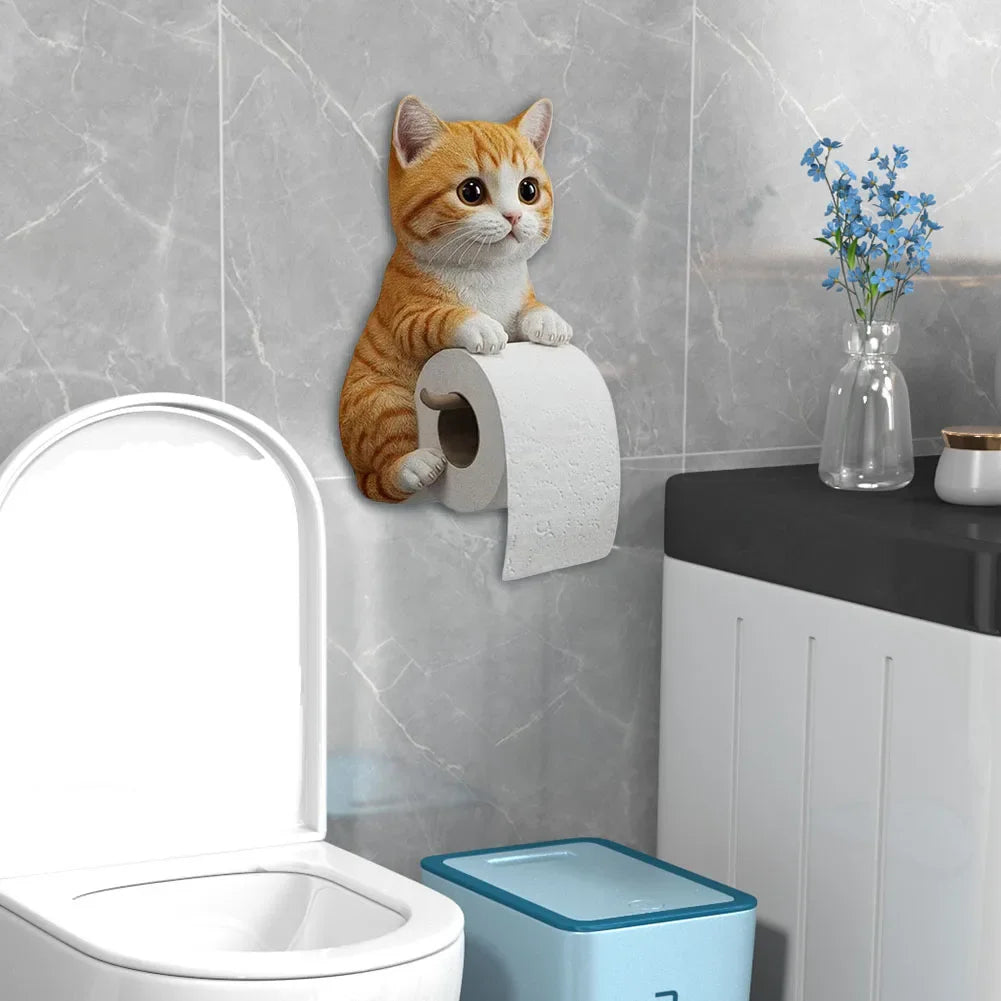 Cat Toilet Paper Holder Wall Mounted