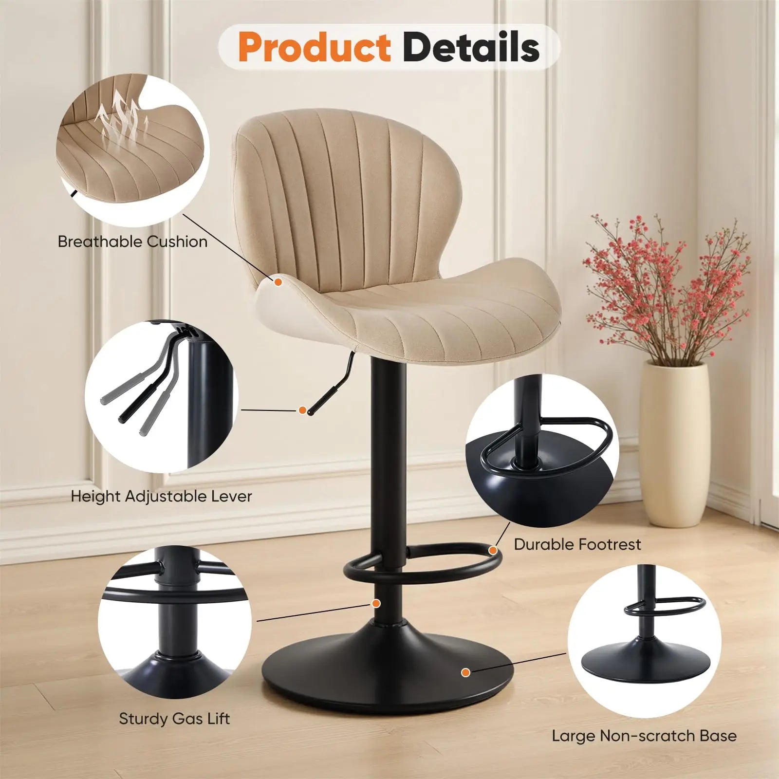 Ergonomic Modern 360° Swivel Dining Chairs Set of 2