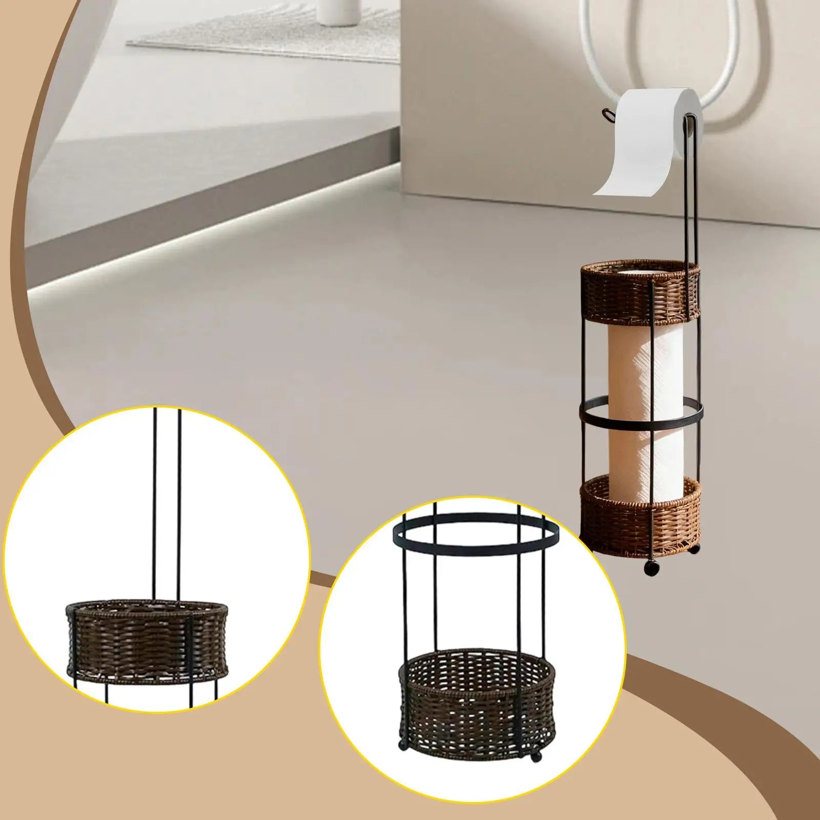 Hand woven kitchen paper holders, bathroom movable,