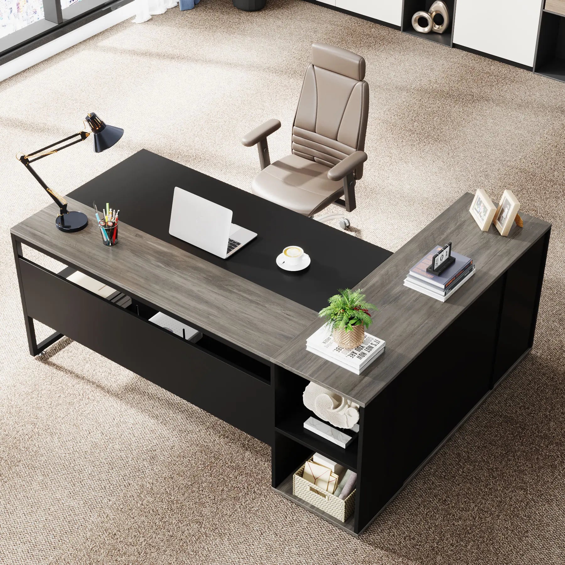 Tribesigns 71 inch Executive Desk, L Shaped Desk