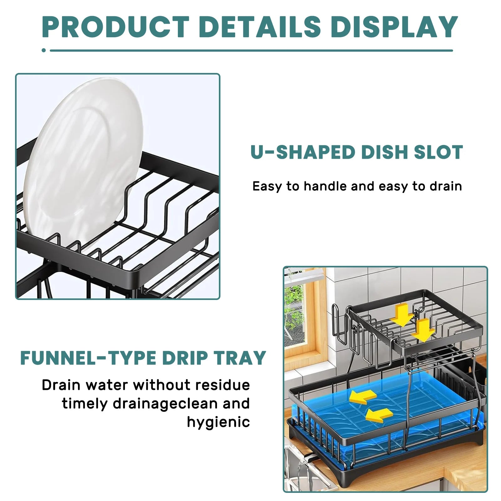 Large 2-tier dish drying rack for kitchen countertops,