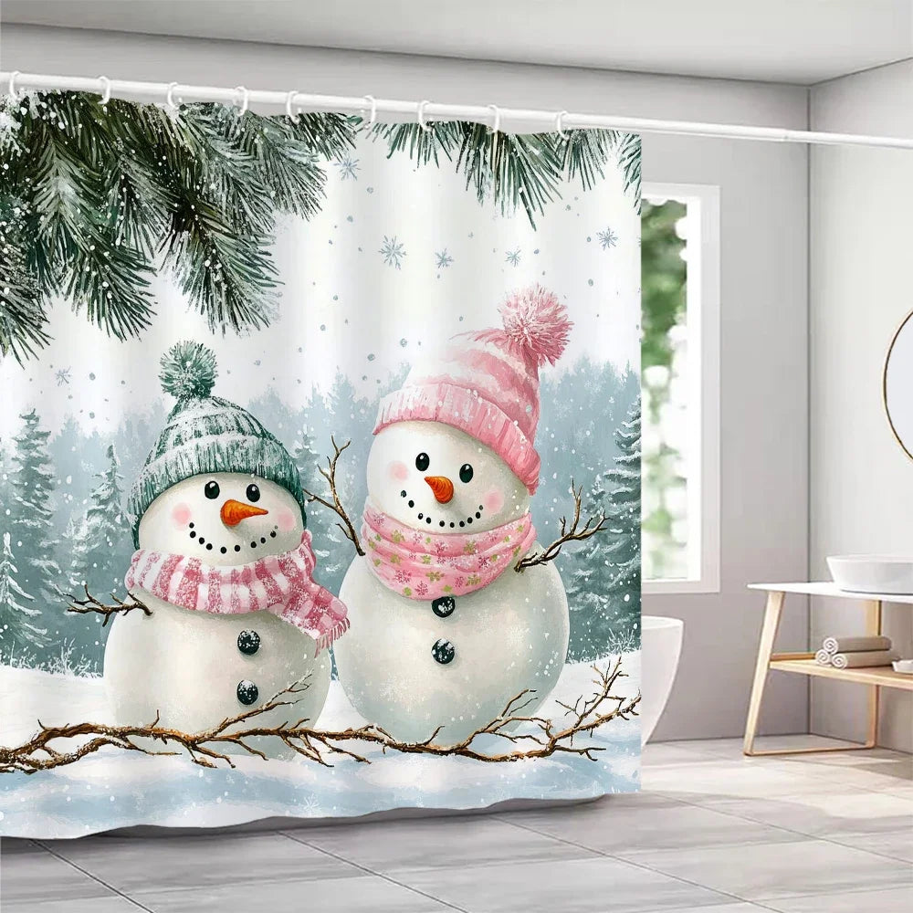 GAE1pc Merry Christmas Snowman Print Shower