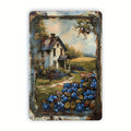 Retro Blueberry Cottage Tin Painting 8x12 Inch