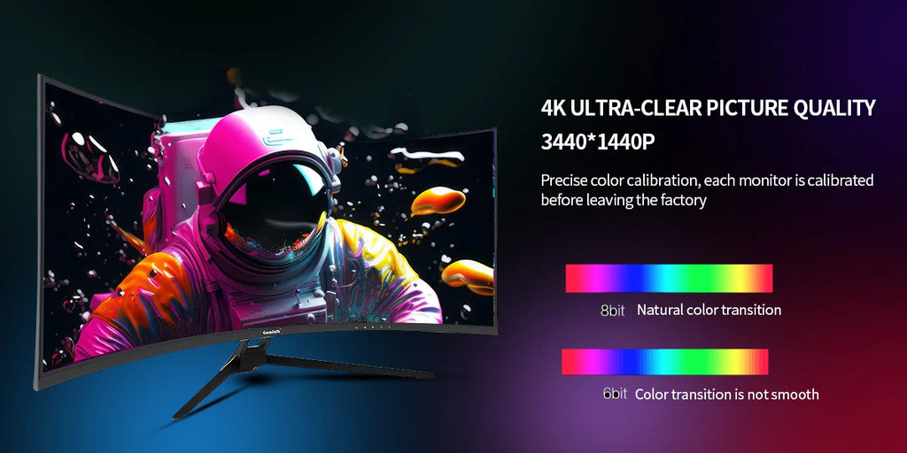 34 Inch Ultrawide Curved Gaming Monitor, 1500R PC Screen 165hz UWQHD 4K, Curved Computer Screen with Free Sync