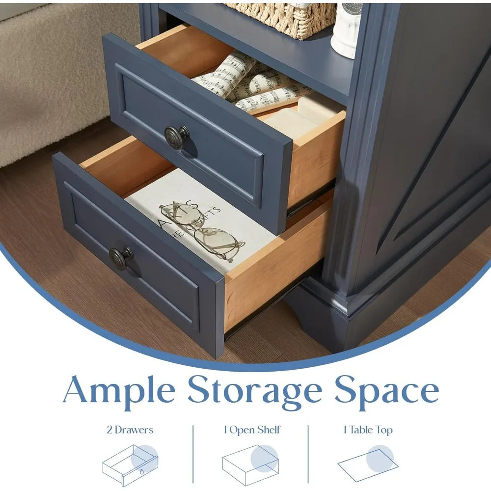 Nightstand Set of 2 with Charging Station