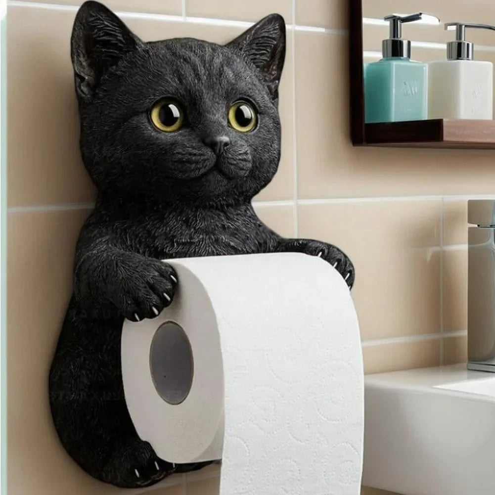 Cat Toilet Paper Holder Wall Mounted