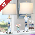 Customizable-Blue Glass Table Lamp Set Of 2
