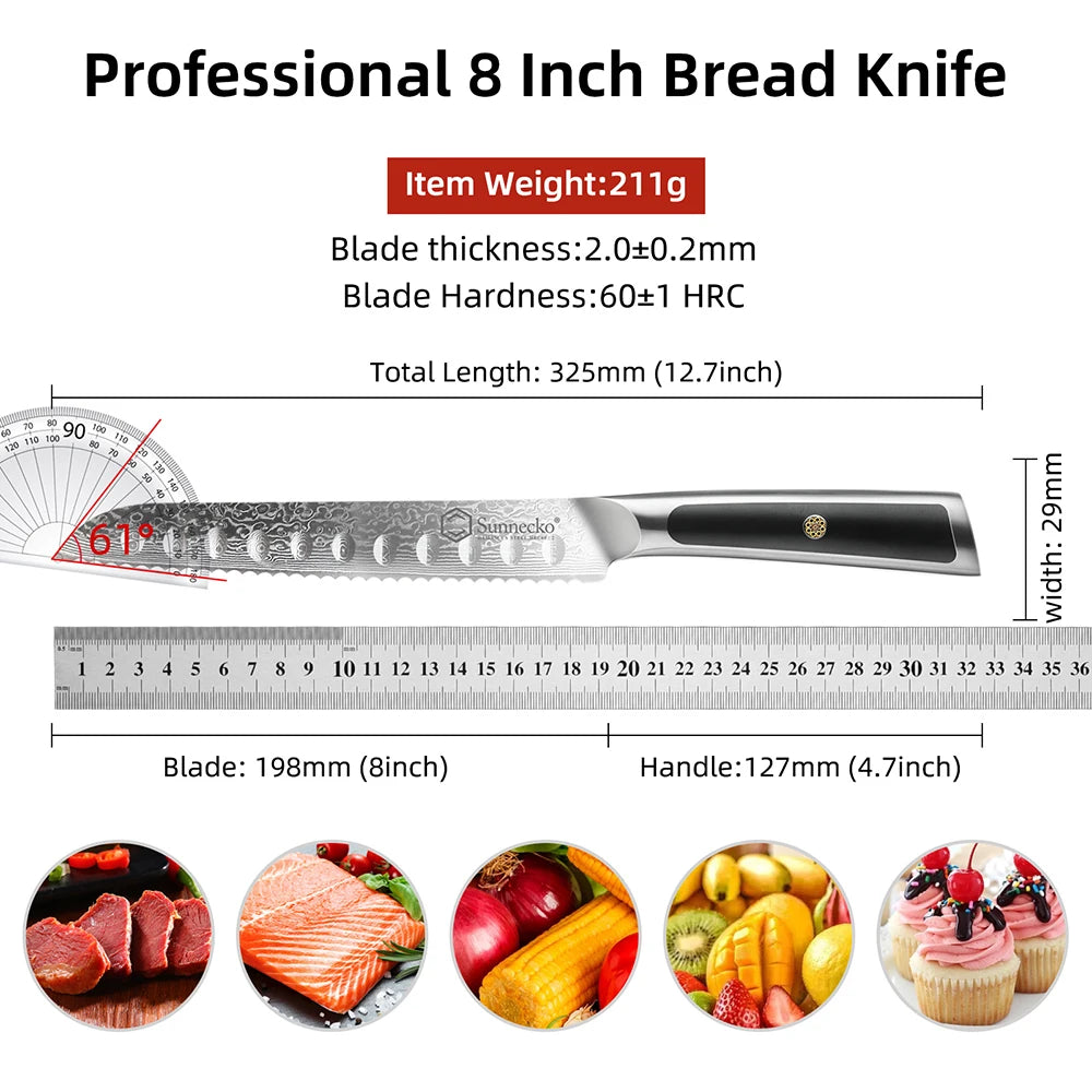 Sunnecko Damascus Knives 1-6Pcs/Set Ultra Sharp