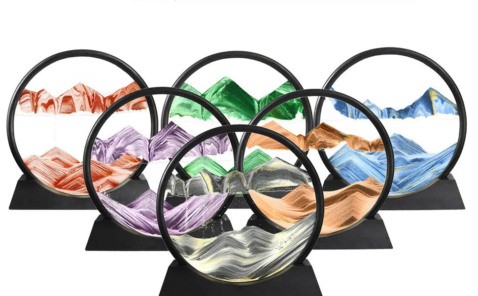 3D Moving Sand Art Picture Round Glass Deep Sea Sandscape