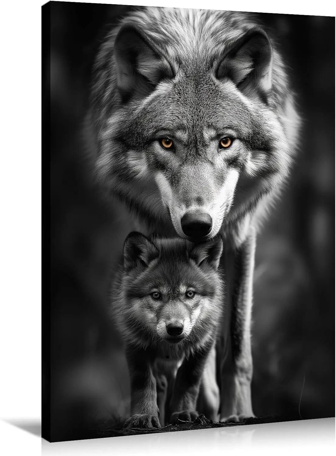 Large Lion Canvas Wall Art  Lion & Lioness with Red Rose Flower Picture