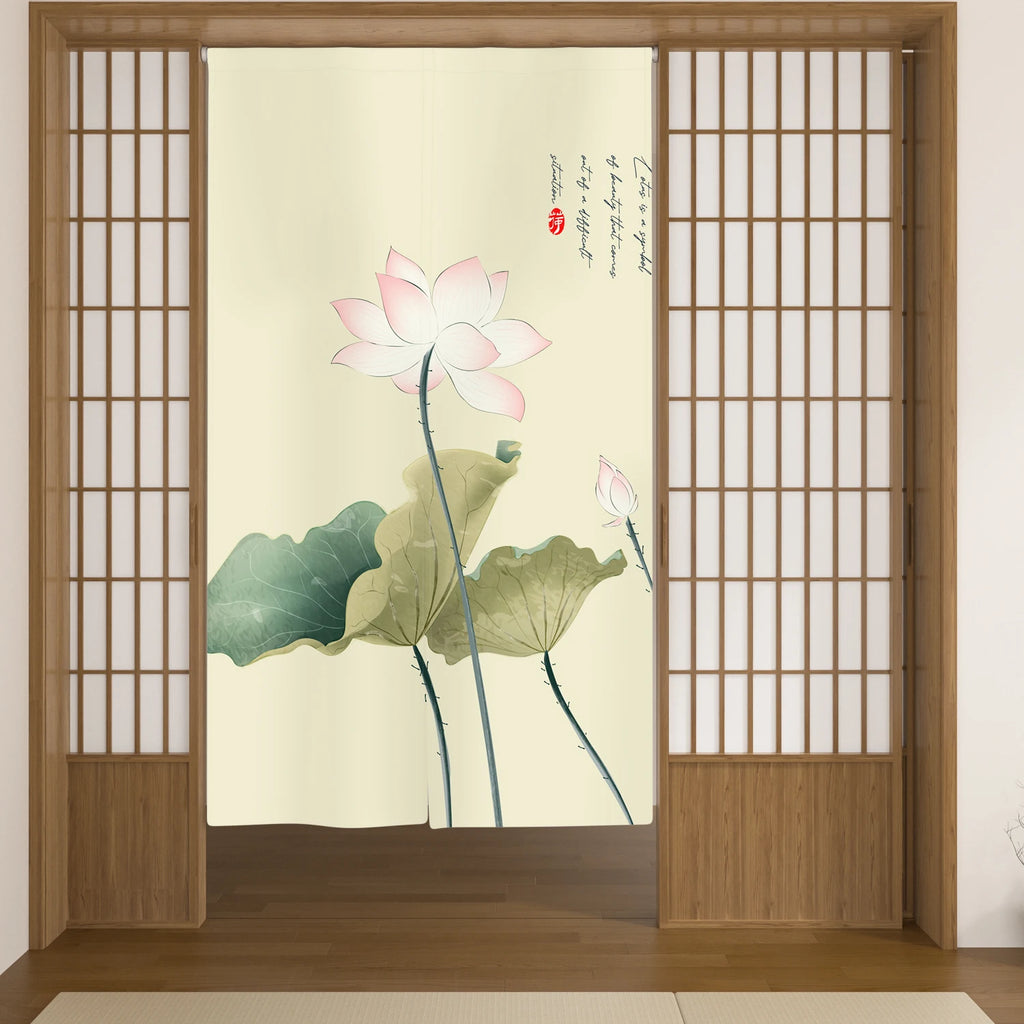 Japanese Linen Doorway Curtain Home Flower Bird