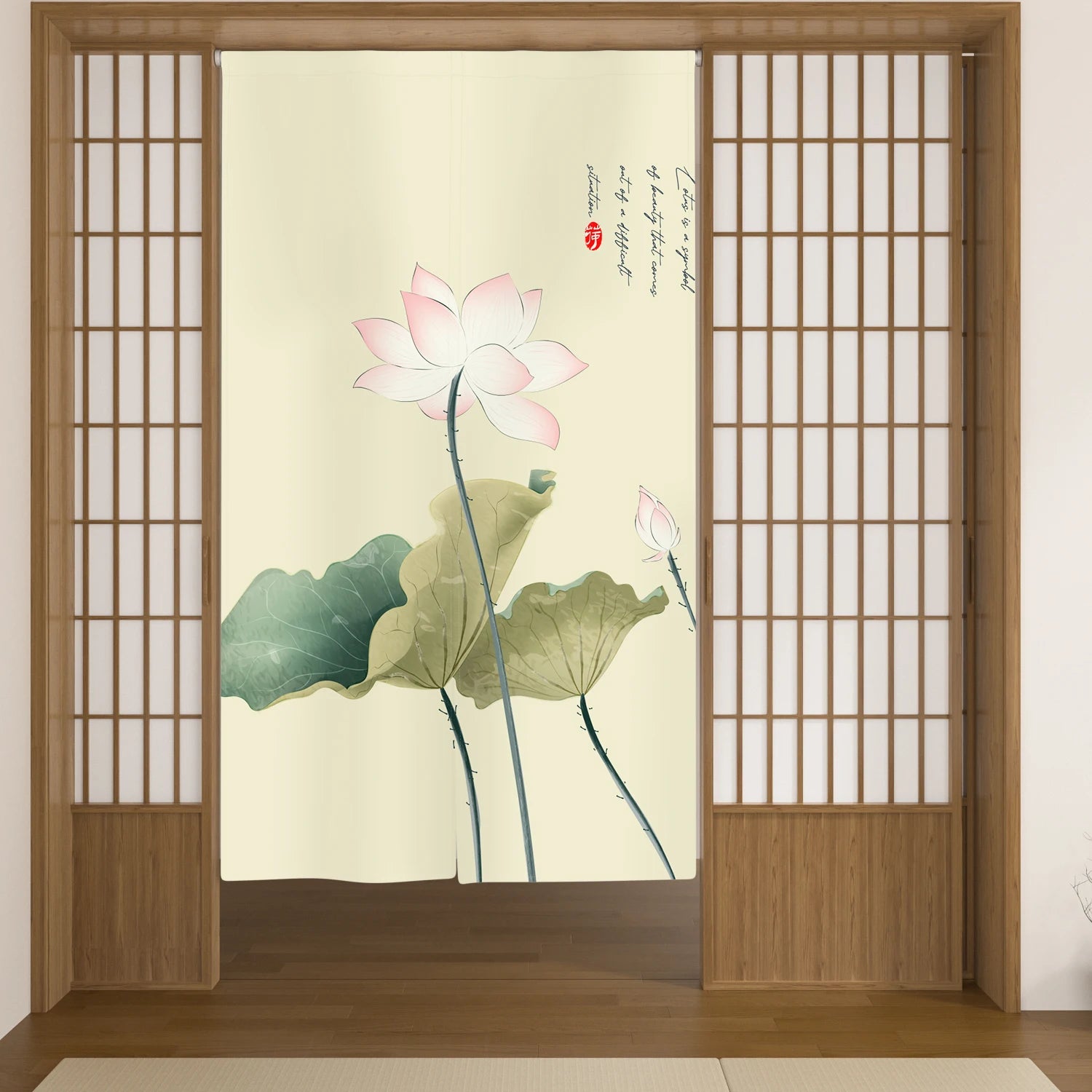 Japanese Linen Doorway Curtain Home Flower Bird