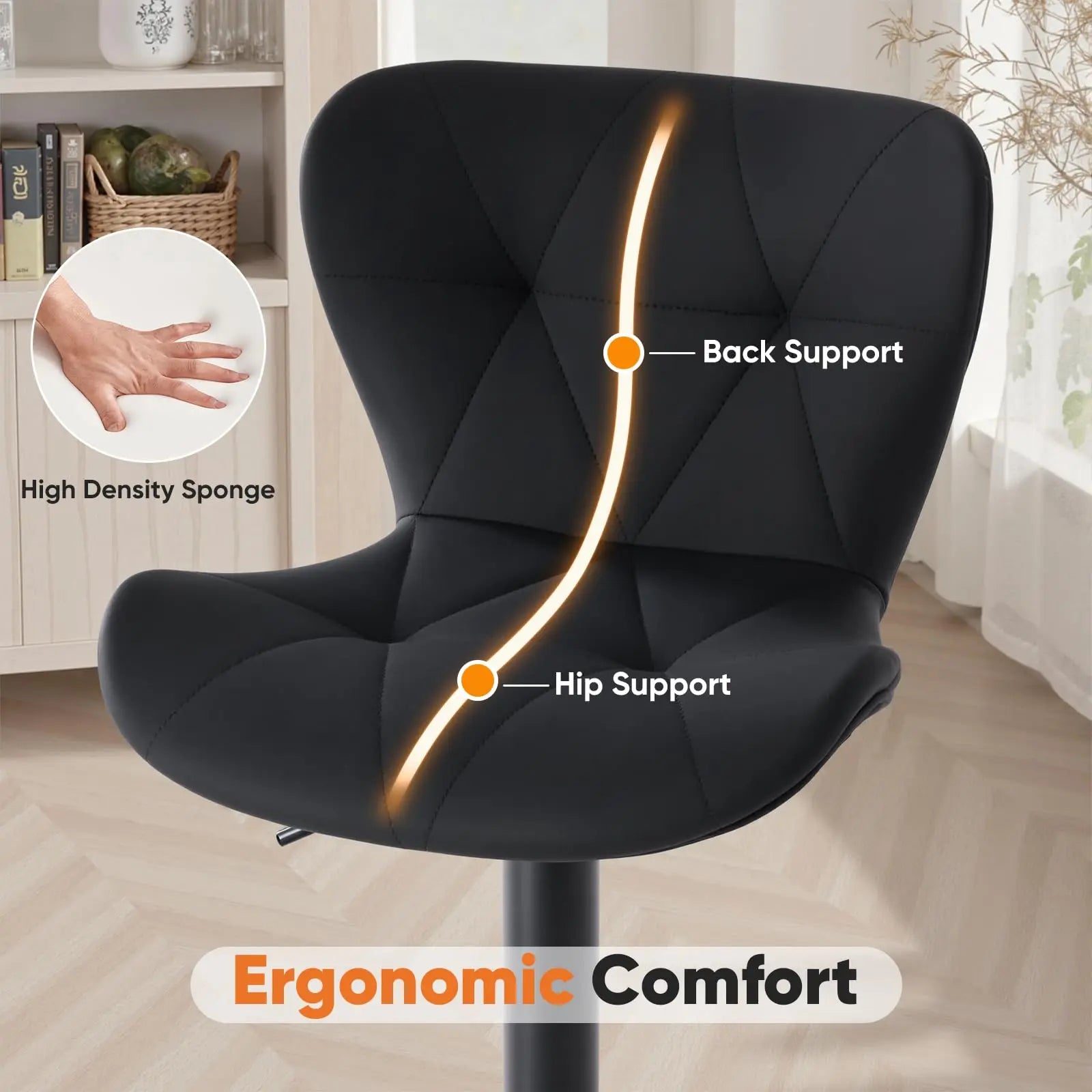 Ergonomic Faux Leather Dining Chairs Set of 2