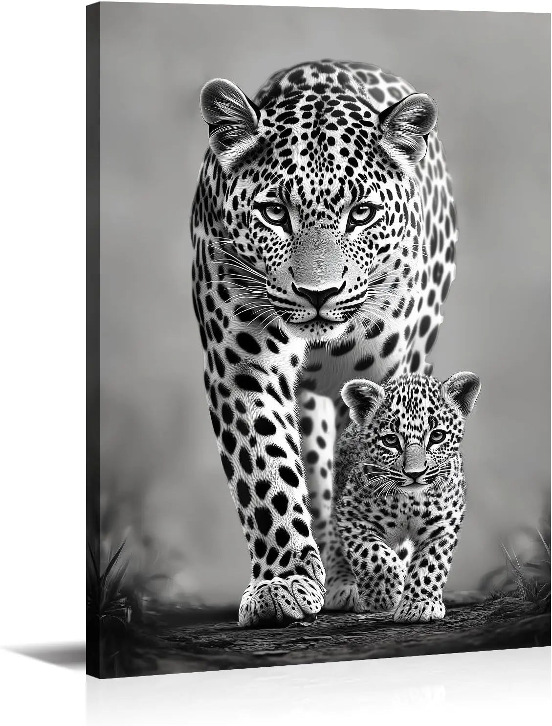 Large Lion Canvas Wall Art  Lion & Lioness with Red Rose Flower Picture