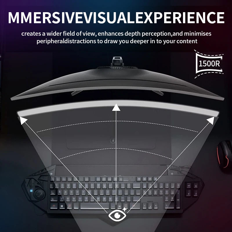 34 Inch Ultrawide Curved Gaming Monitor, 1500R PC Screen 165hz UWQHD 4K, Curved Computer Screen with Free Sync