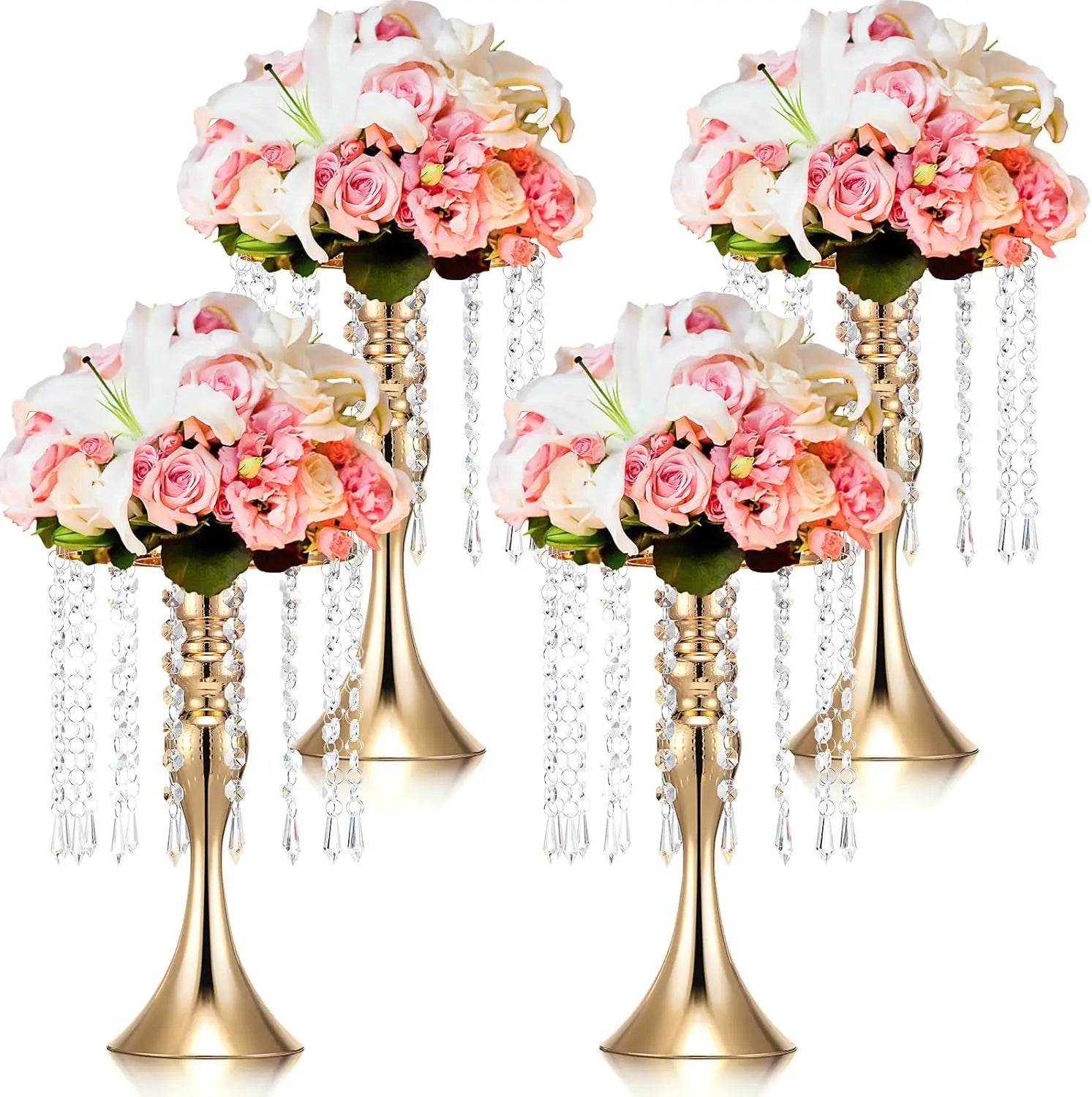 13 Inch Tall Crystal Flower Stand Floral Vases