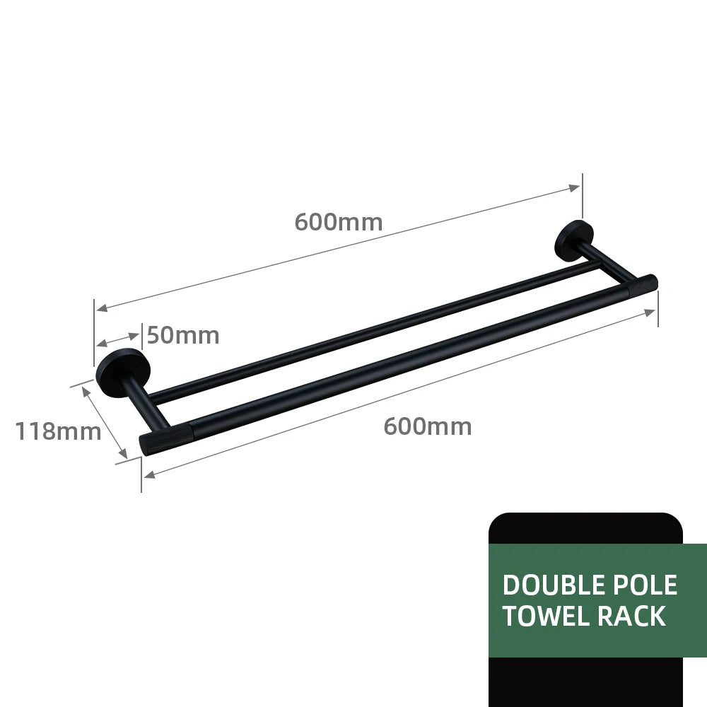 Black Bathroom Accessories Brass Knurled Kit Paper Holder Towel Rack Shelf Single Towel Holder Toilet Brush Holder Hook