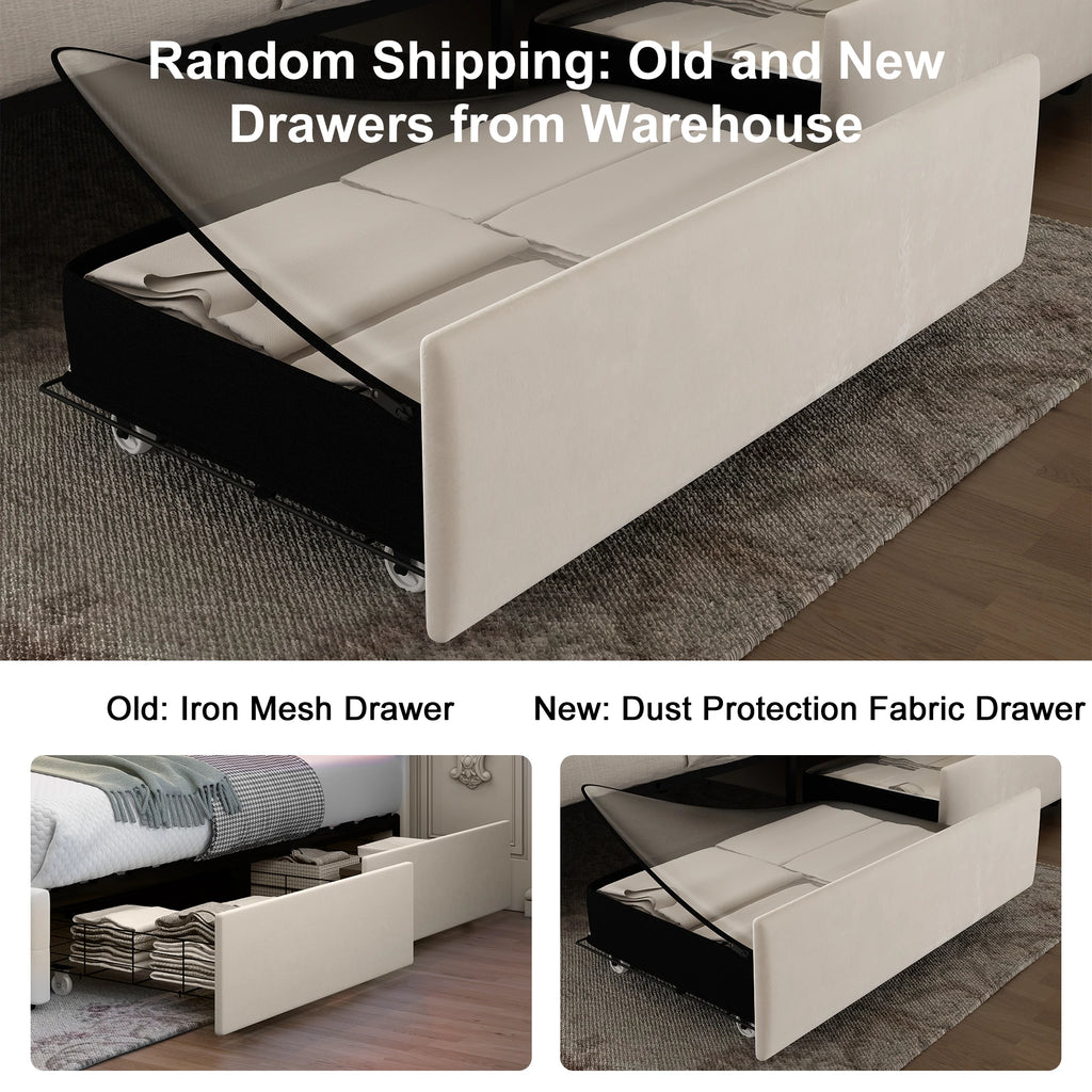 Queen LED Bed Frame with Galaxy Projector, Bluetooth Speaker, USB Ports, 4 Drawers