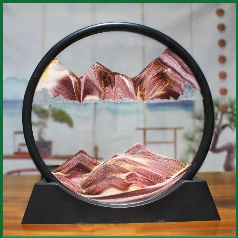 3D Moving Sand Art Picture Round Glass Deep Sea Sandscape