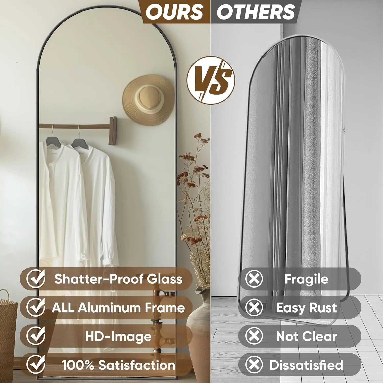 58"x18" Oversized Floor Mirror