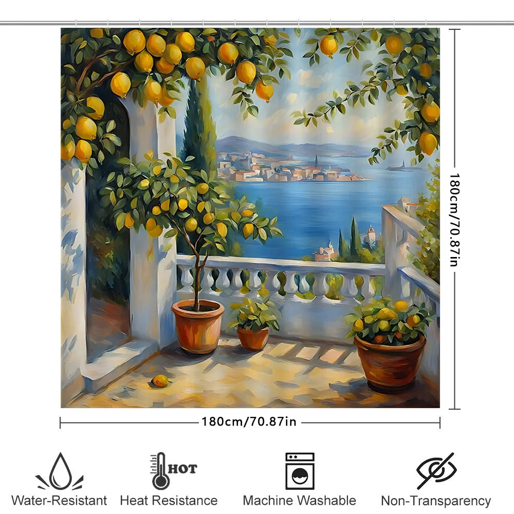 Elegant Lemon Tree Shower Curtain for Bathroom