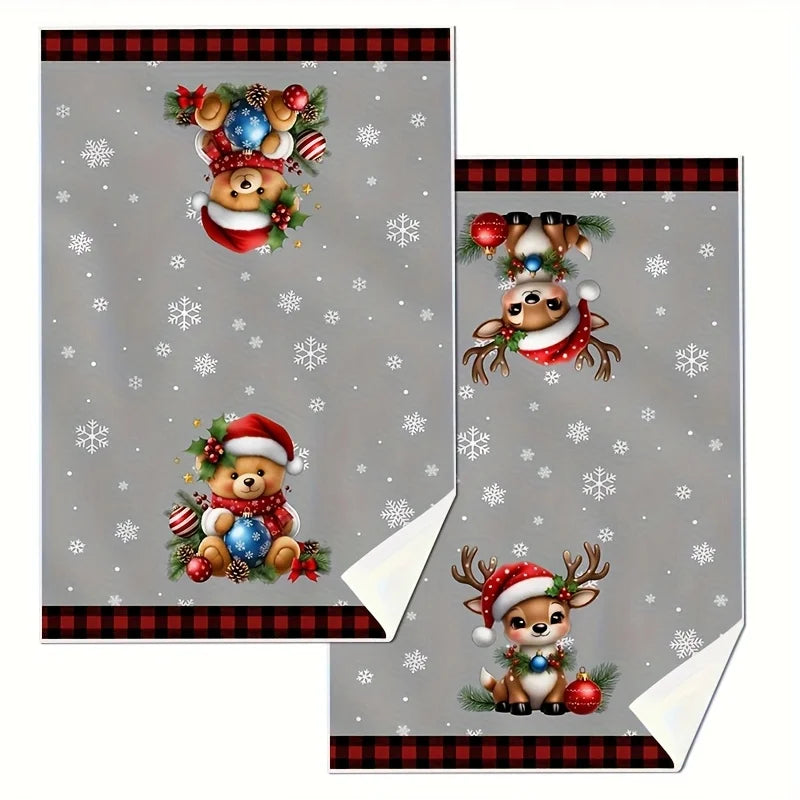 2-Pack Christmas Reindeer & Teddy Bear Towels