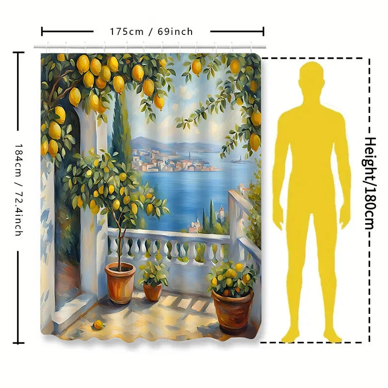 Elegant Lemon Tree Shower Curtain for Bathroom