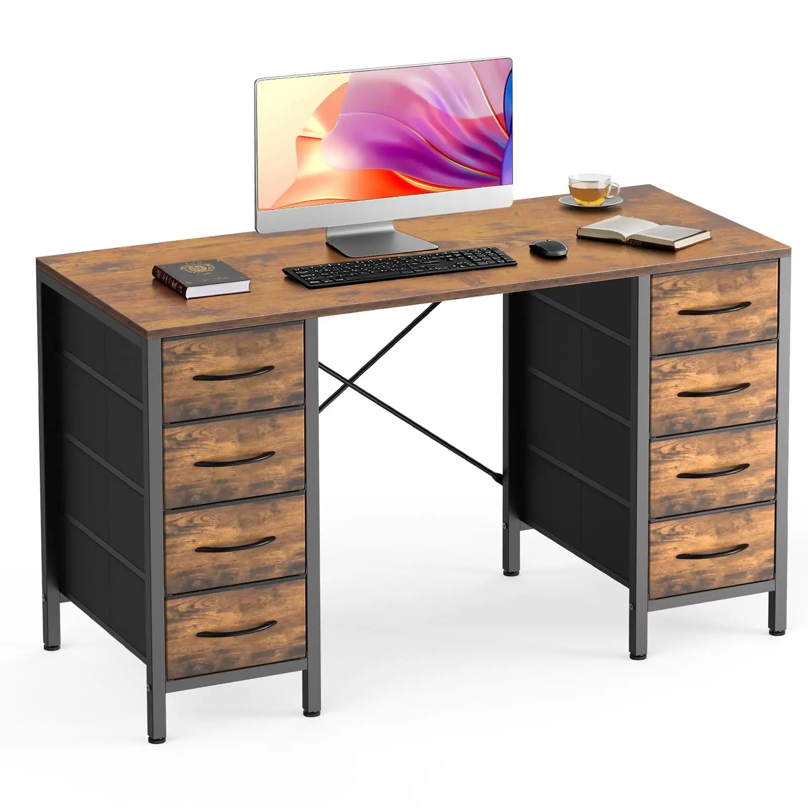 47 Inch Computer Desk with 8 Fabric Drawers
