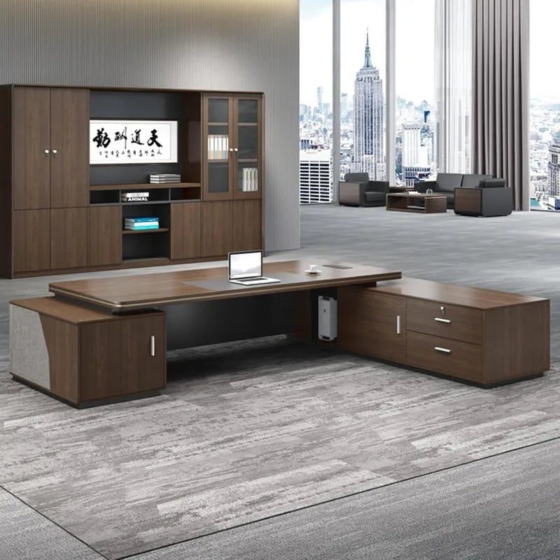 L Shaped Office Desk with Power Outlets & USB Ports,