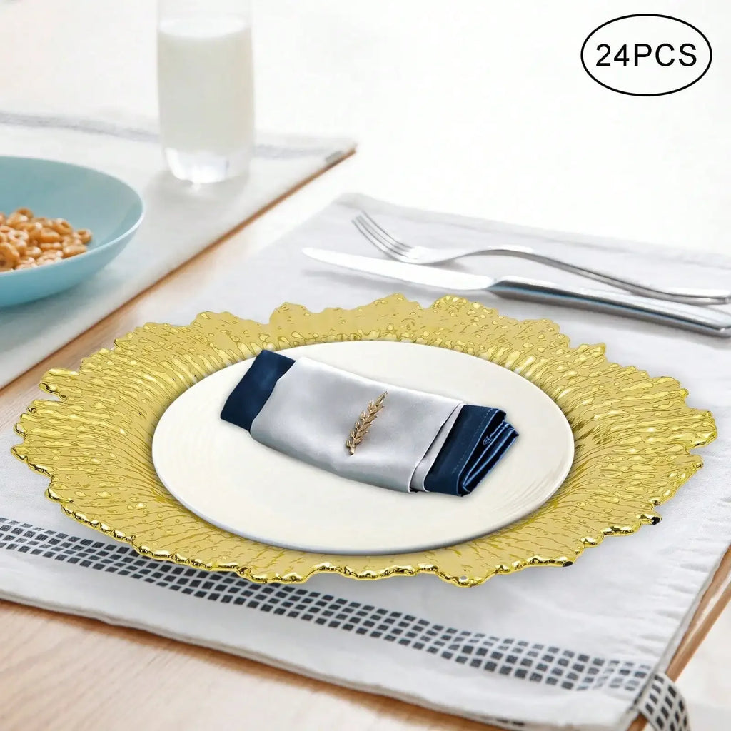 24pcs 13" Chargers Plate Round Gold Salad Reef Plate