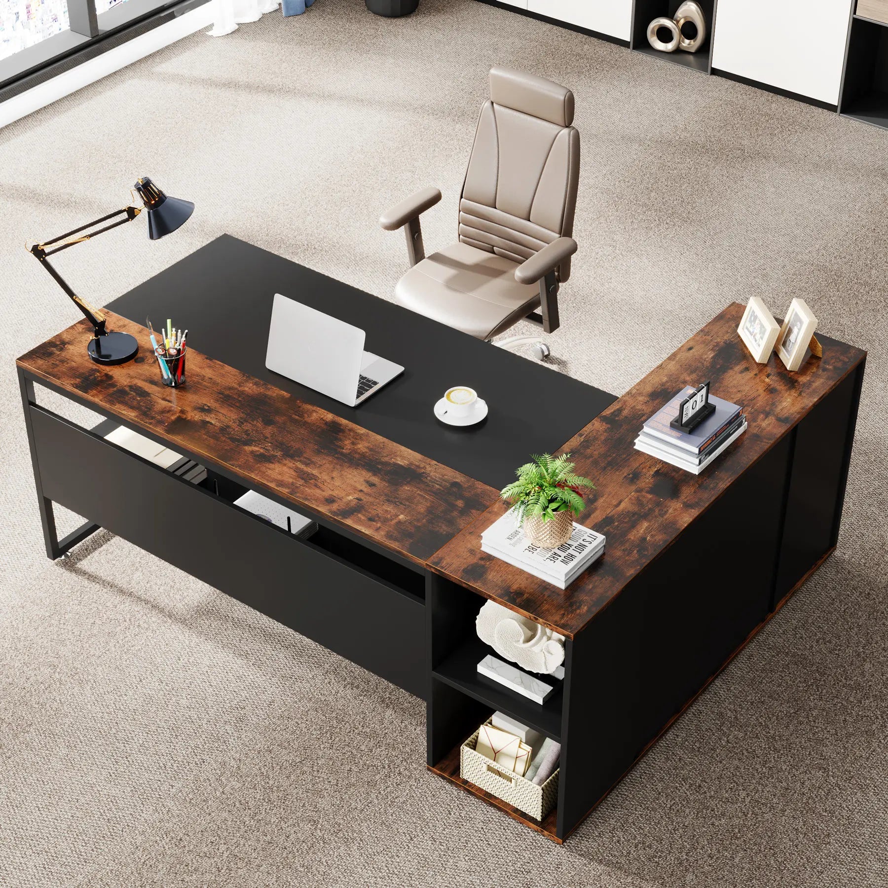 Tribesigns 71 inch Executive Desk, L Shaped Desk