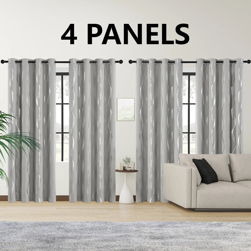 4PCS Blackout Curtains Grommet Thermal Insulated
