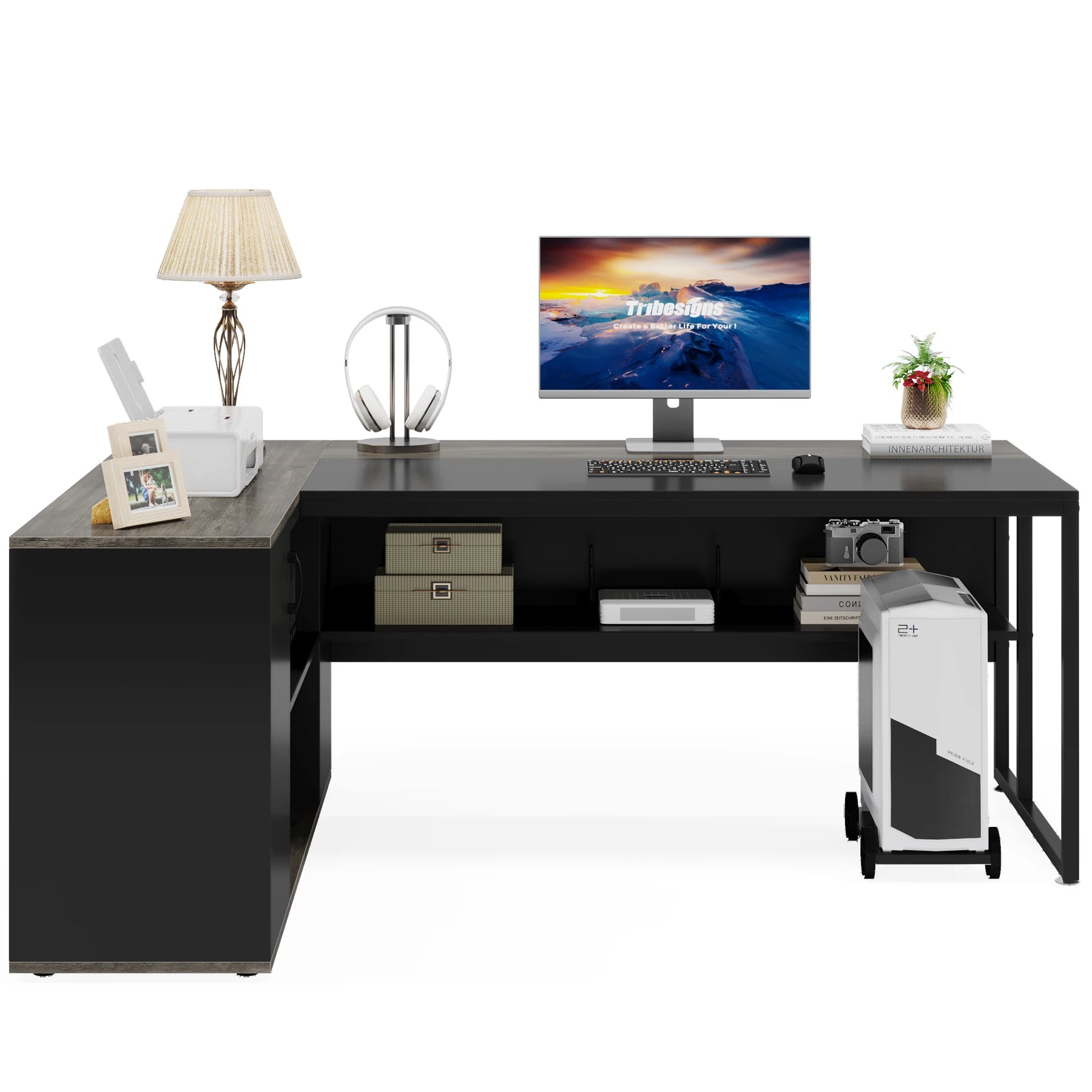 Tribesigns 71 inch Executive Desk, L Shaped Desk