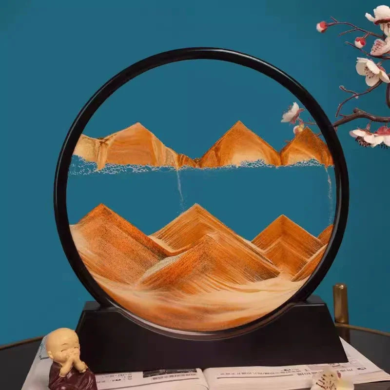3D Moving Sand Art Picture Round Glass Deep Sea Sandscape