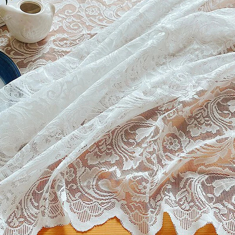 Ins Style Lace Tablecloth Elegant White Lace Tablecloth Romantic Soft Rectangular Table Cover for Kitchen, Living Room, Bedroom