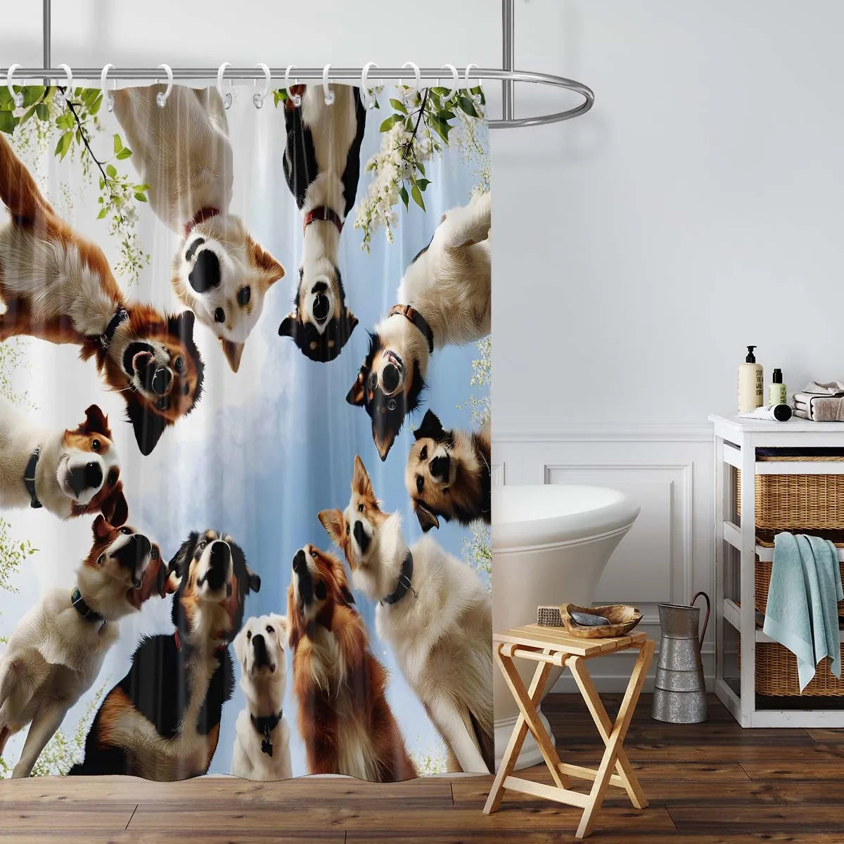 1pc Cute Dog Printed Waterproof Shower Curtain