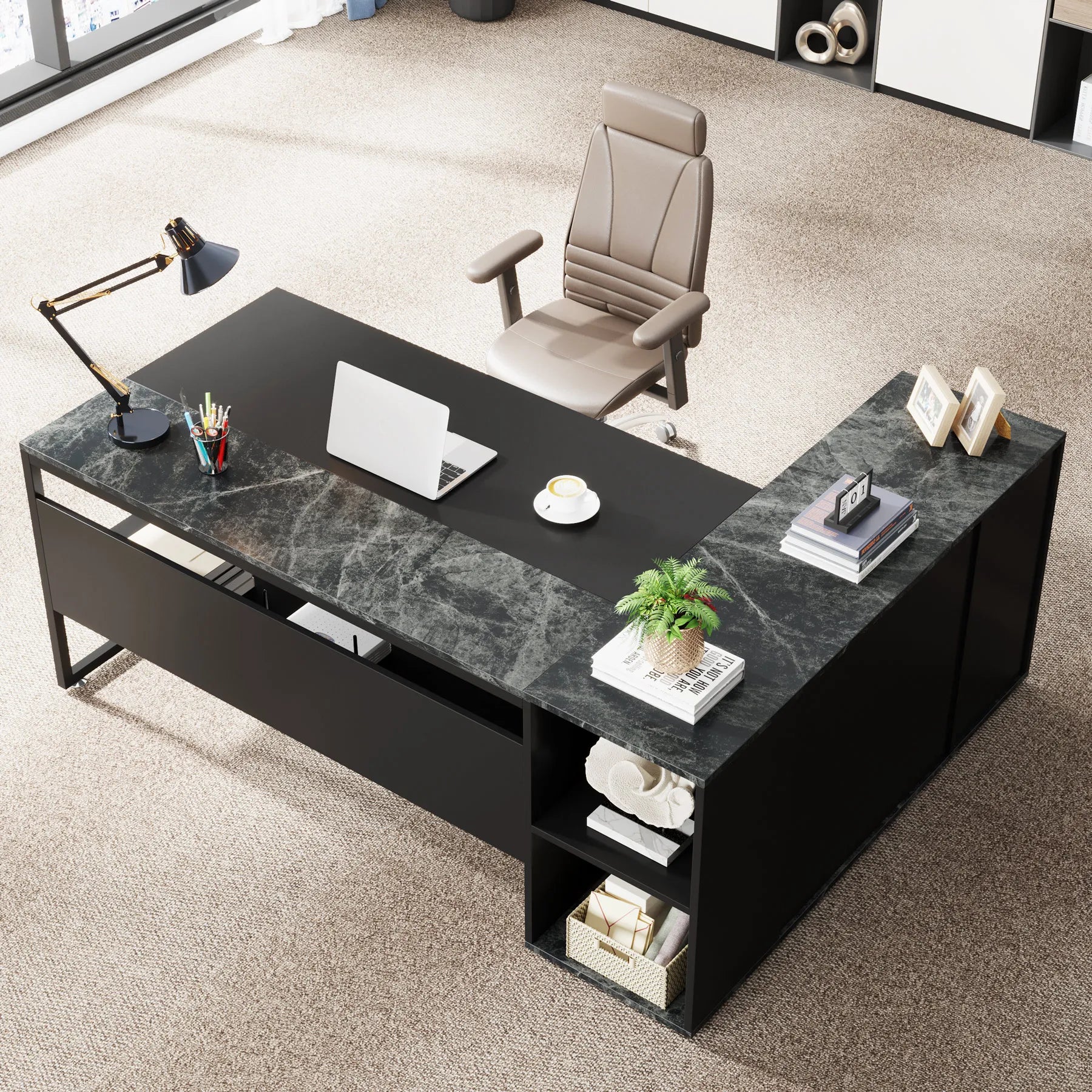 Tribesigns 71 inch Executive Desk, L Shaped Desk