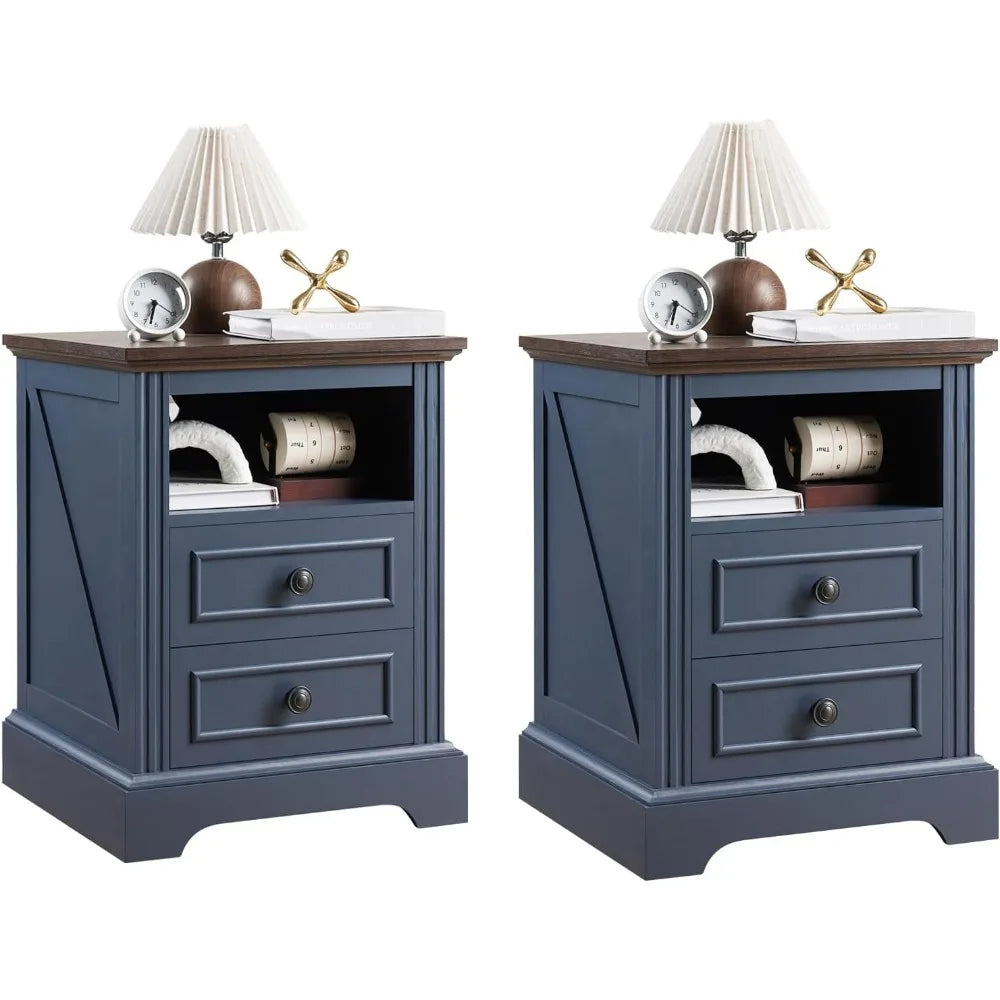 Nightstand Set of 2 with Charging Station