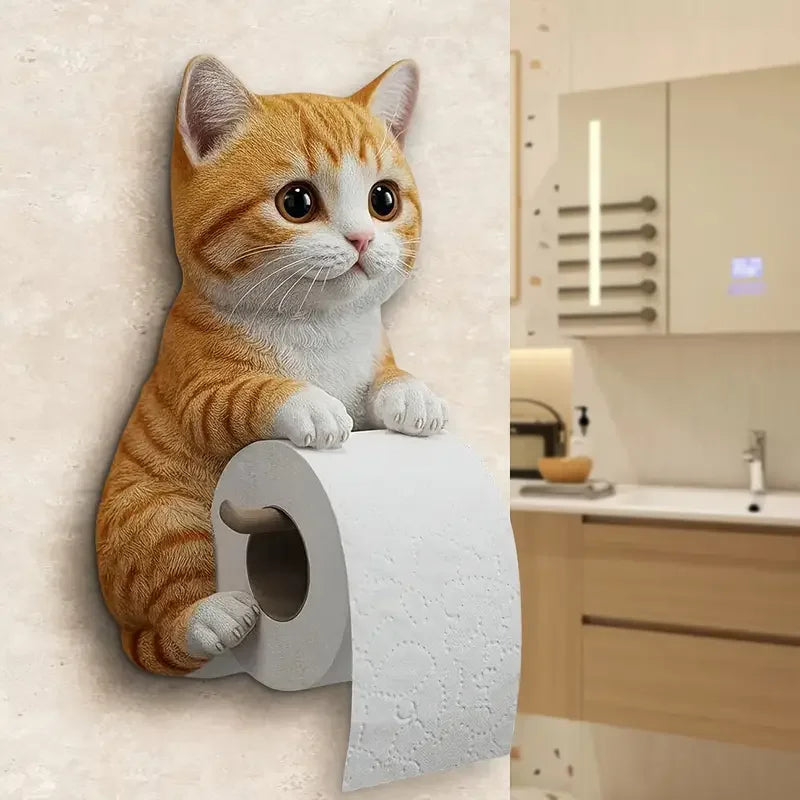 Cat Toilet Paper Holder Wall Mounted