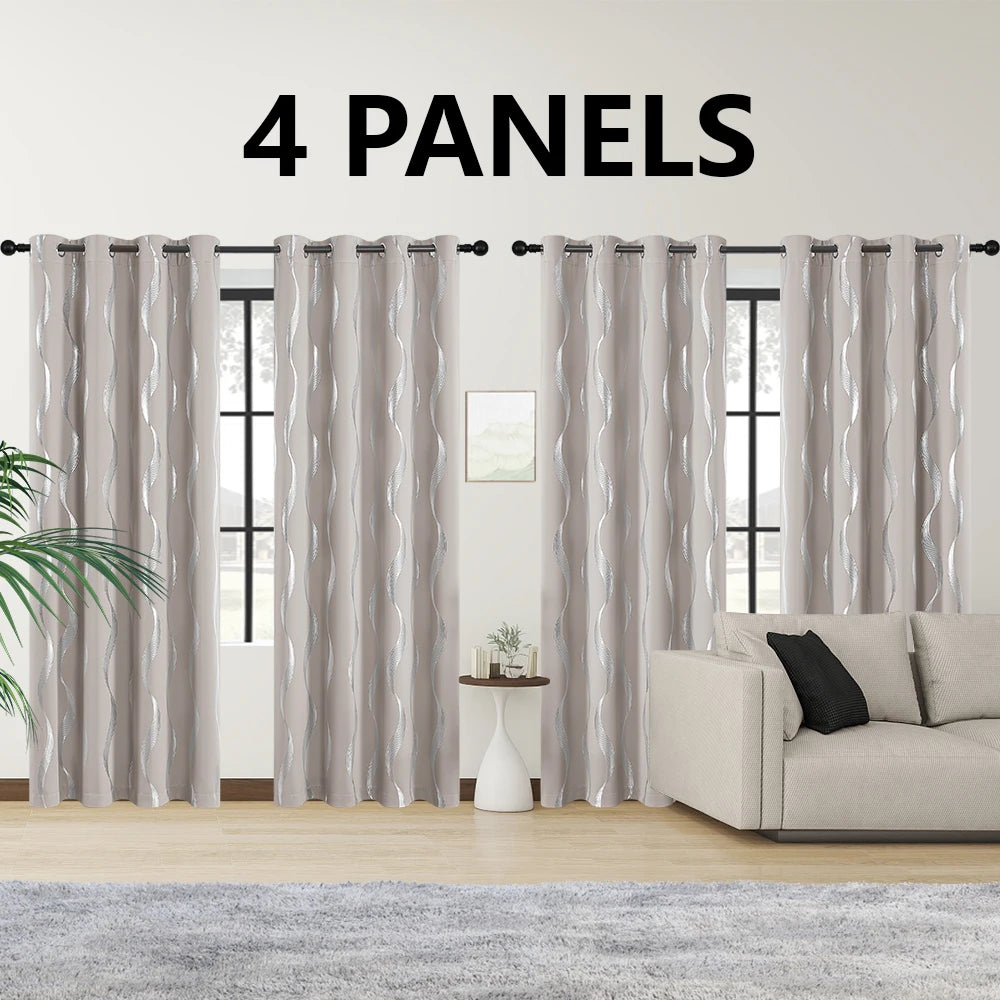 4PCS Blackout Curtains Grommet Thermal Insulated